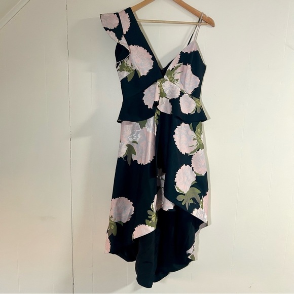 Talulah New Woman Asymmetrical Floral Midi Dress in Black sz L - Picture 4 of 6